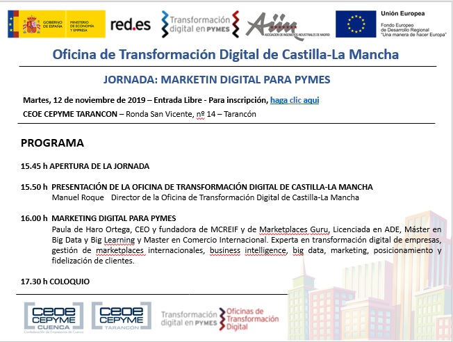 CEOE-Cepyme Tarancón acogerá este martes una jornada de marketing digital para pymes