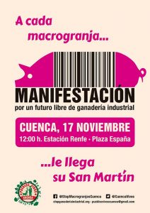 La plataforma Pueblos Vivos convoca una manifestación en Cuenca este domingo para decir no a la ganadería industrial