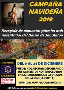 La Hermandad de Jesús Amarrado pone en marcha un año más su Campaña de Navidad