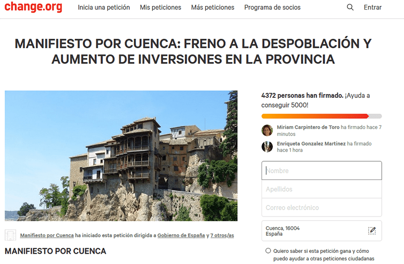 ‘Cuenca, En Marcha!’ llevará al Pleno el Manifiesto Por Cuenca contra la despoblación