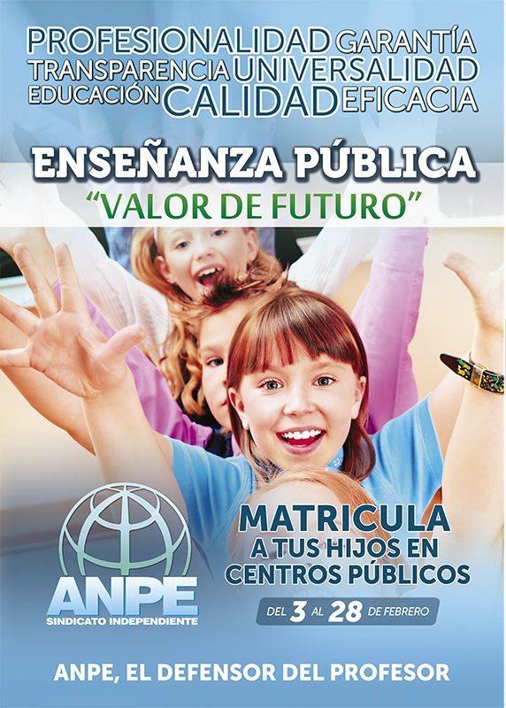 ANPE anima a las familias a matricular a sus hijos en centros públicos