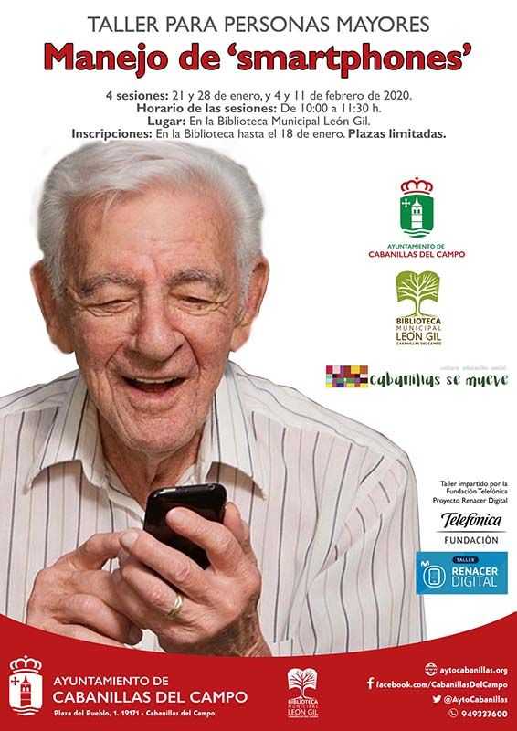 El Ayuntamiento de Cabanillas lanza un nuevo taller de manejo de smartphones para mayores, impartido por la Fundación Telefónica 3 El Ayuntamiento de Cabanillas lanza un nuevo taller de manejo de smartphones para mayores, impartido por la Fundación Telefónica