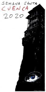 Las Casas Colgadas como capuz, con mirada azul incluida, el cartel que anuncia la Semana Santa de Cuenca