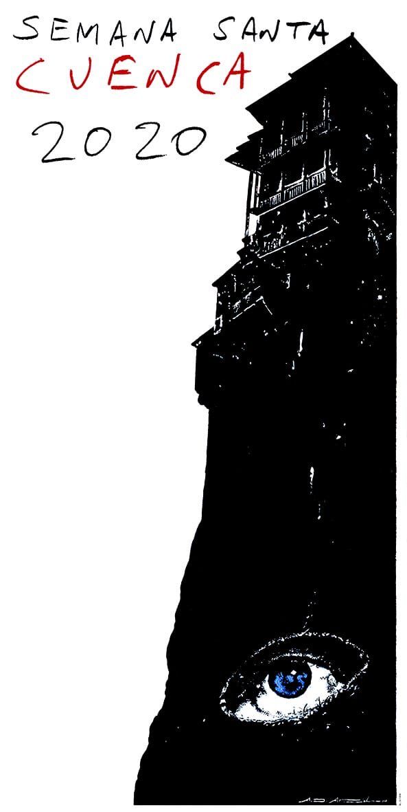 Las Casas Colgadas como capuz, con mirada azul incluida, el cartel que anuncia la Semana Santa de Cuenca