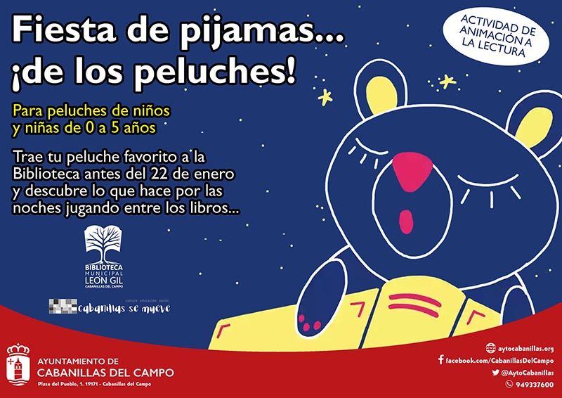 Los peluches de los peques harán fiesta de pijamas en la Biblioteca de Cabanillas