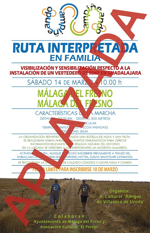 Campiñeando suspende la ruta interpretativa en familia en Málaga de Fresno prevista para el día 14 de marzo