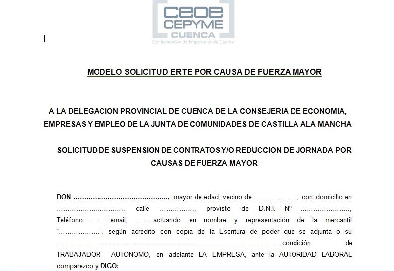 La patronal conquense indica a sus empresas cómo realizar los ertes ante la administración