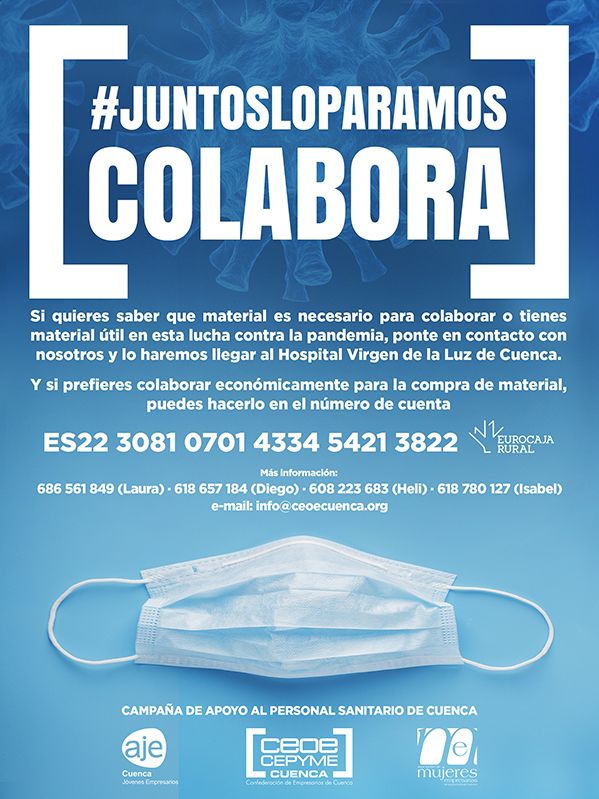 La patronal conquense lanza una campaña para colaborar en la adquisición de material durante la crisis del coronavirus