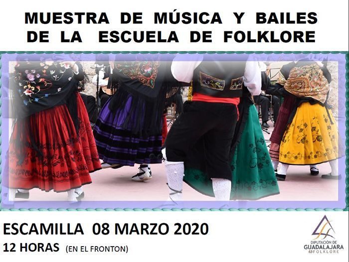 Muestra de música y bailes tradicionales de la Escuela de Folklore de la Diputación de Guadalajara el próximo domingo en Escamilla
