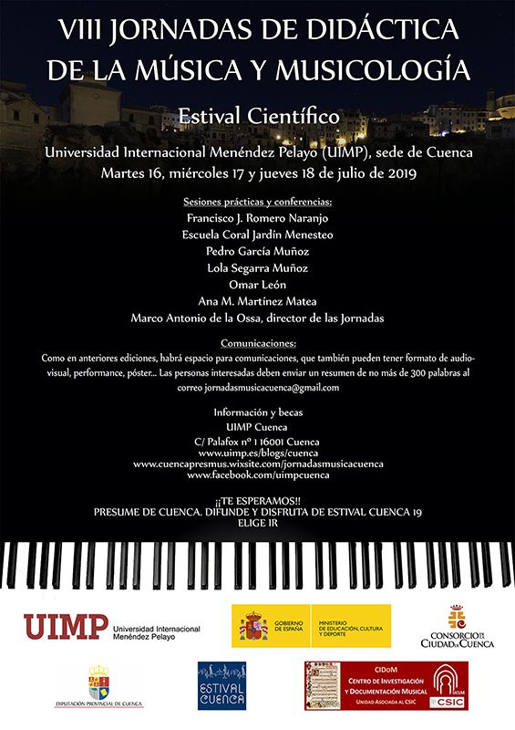 Aplazadas las IX Jornadas de Didáctica de la Música y Musicología de la UIMP de Cuenca y a la espera de ver qué pasa con Estival