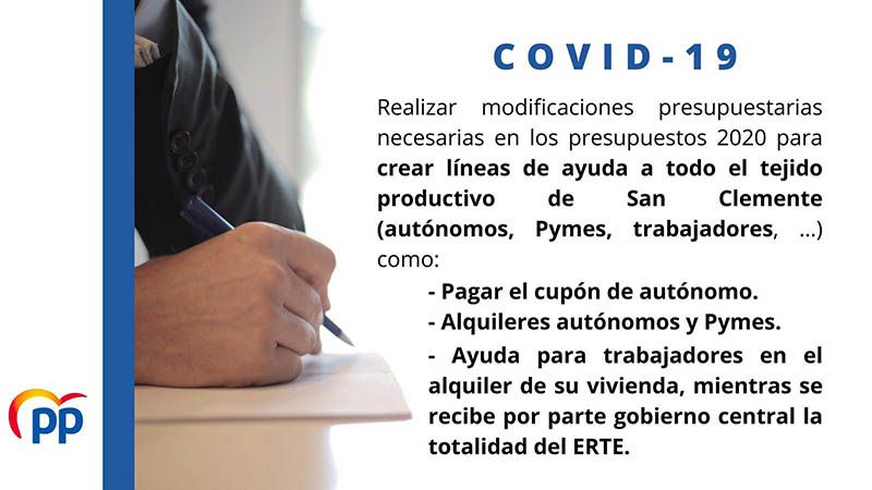 El PP en el Ayuntamiento de San Clemente presenta una serie de medidas para paliar efectos del covid19 en el municipio