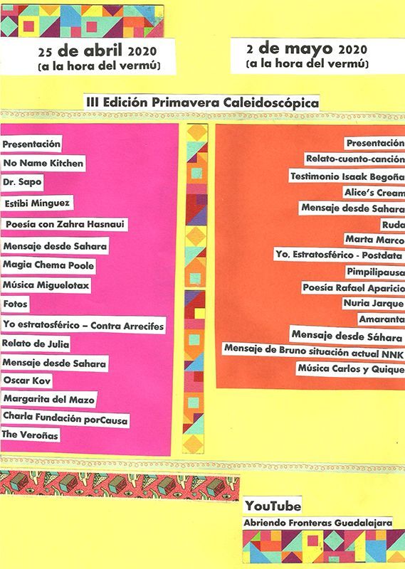 Festival "Primavera Caleidoscópica 2020" de Abriendo Fronteras Guadalajara en YouTube 3 Festival «Primavera Caleidoscópica 2020» de Abriendo Fronteras Guadalajara en YouTube