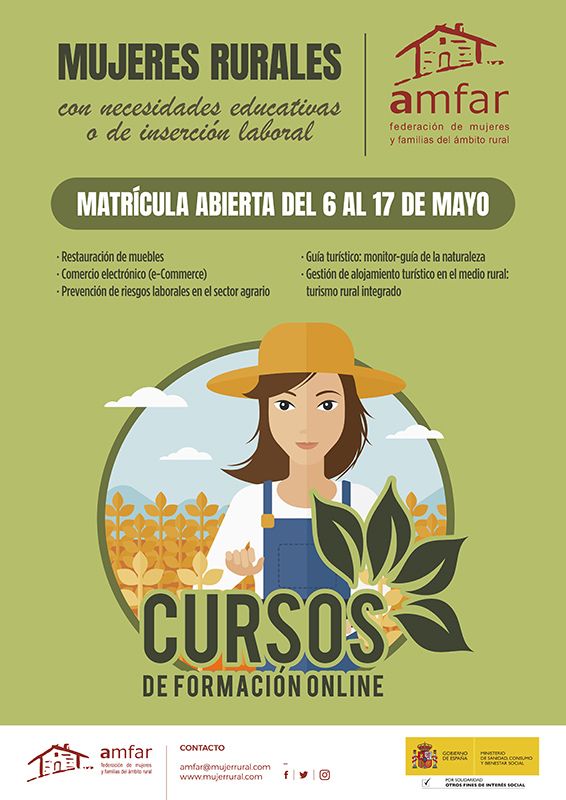 AMFAR abre desde hoy, 6 de mayo, el plazo de matrícula de cinco cursos online gratuitos dirigidos a las mujeres rurales