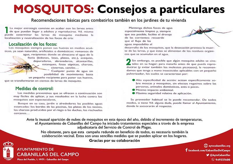 Comienza la aplicación de tratamientos extraordinarios antimosquitos en distintas zonas de Cabanillas