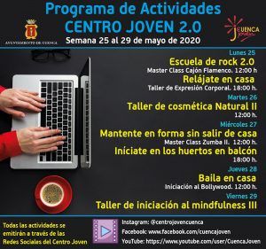 El Centro Joven de Cuenca continúa con su programación virtual con talleres de música, baile y jardinería