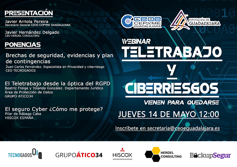 El teletrabajo y los ciberriesgos, próximo webinar de CEOE-Cepyme Guadalajara