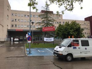 Gran volumen de material de protección repartido desde Huete