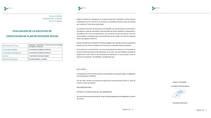 Recibido el informe favorable de ANECA para iniciar el Grado en Turismo en el campus de Cuenca