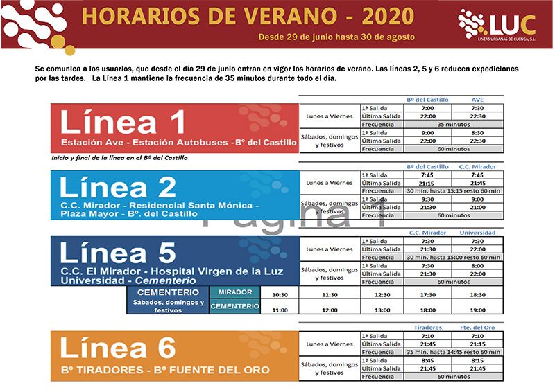 El servicio de autobús urbano de Cuenca reduce sus frecuencias de lunes a viernes a partir de este lunes