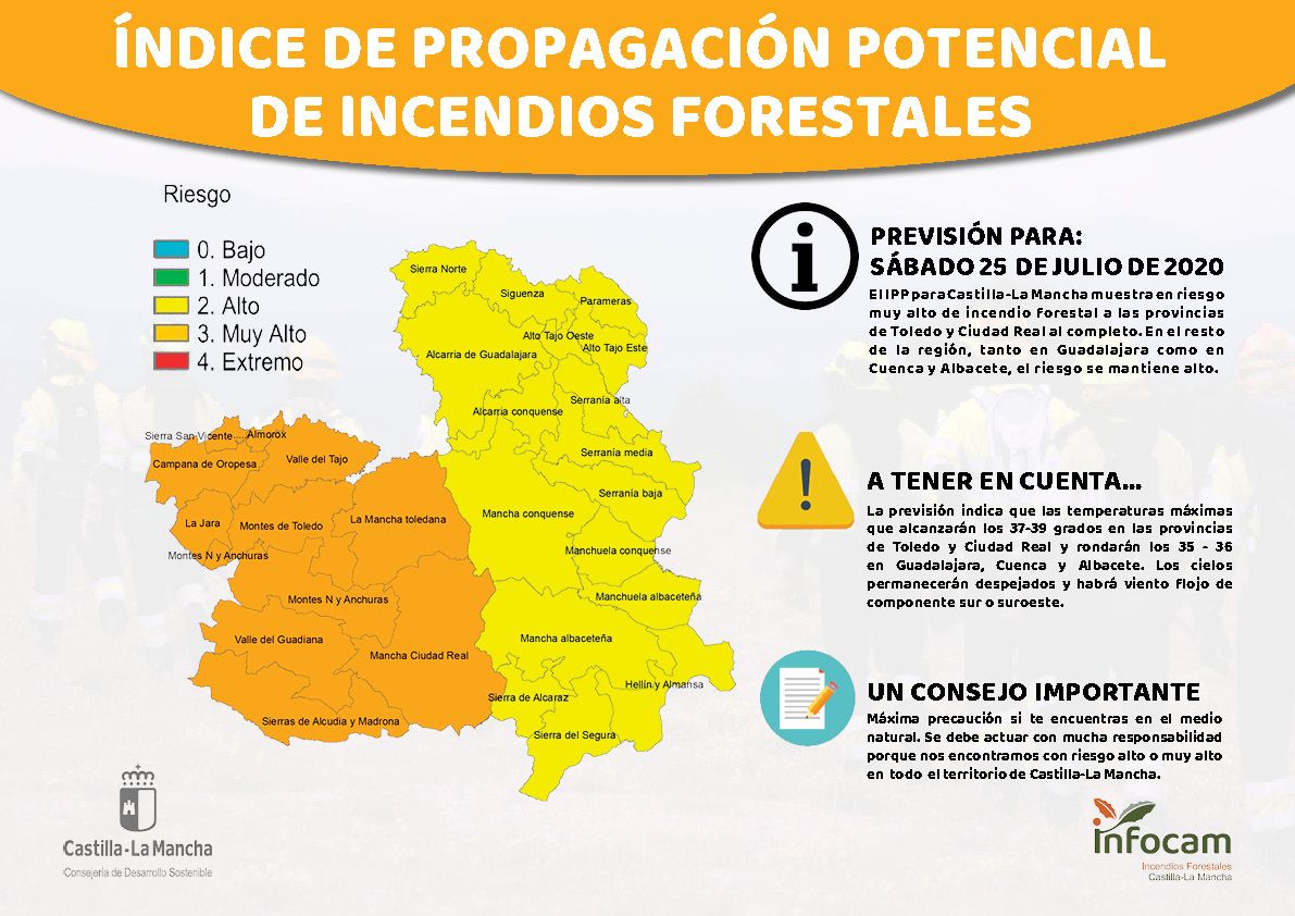 Alto índice de propagación potencial de incendios forestales mañana sábado 4 Alto índice de propagación potencial de incendios forestales mañana sábado