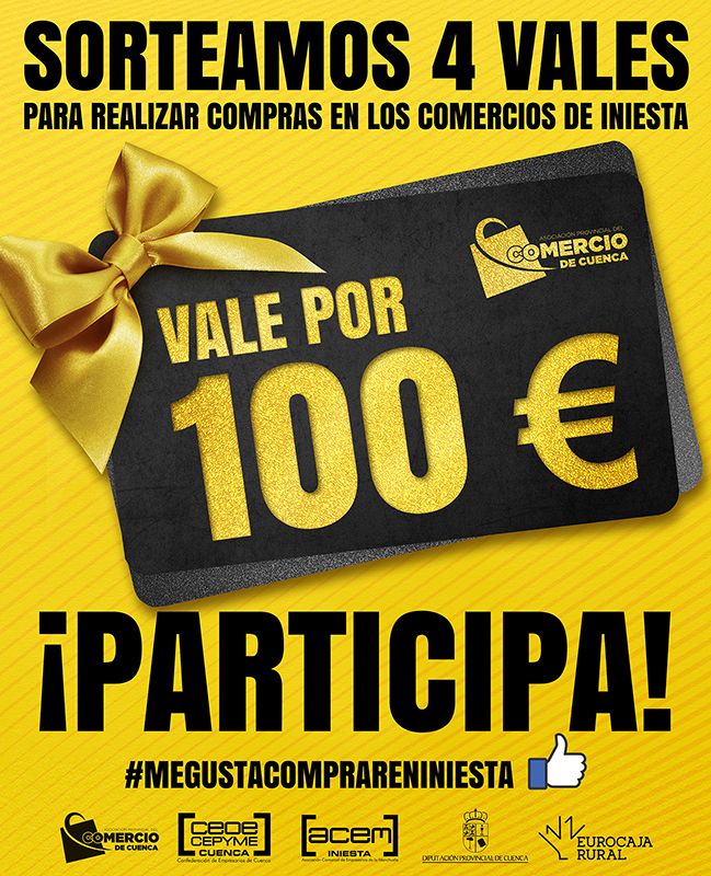 La Asociación de Comercio de Cuenca sigue con sus sorteos, ahora en Iniesta, con 4 vales de 100 euros
