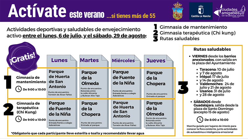 ‘Actívate en verano’ para mayores de 55 continúa en agosto en Guadalajara con buena participación