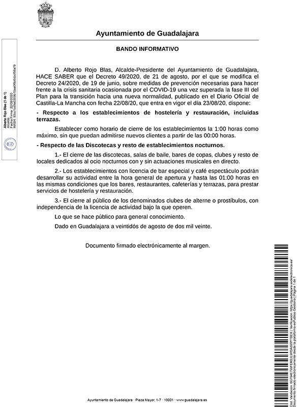 Guadalajara se prepara ante las nuevas medidas restrictivas para frenar el avance del coronavirus y extrema el control y vigilancia