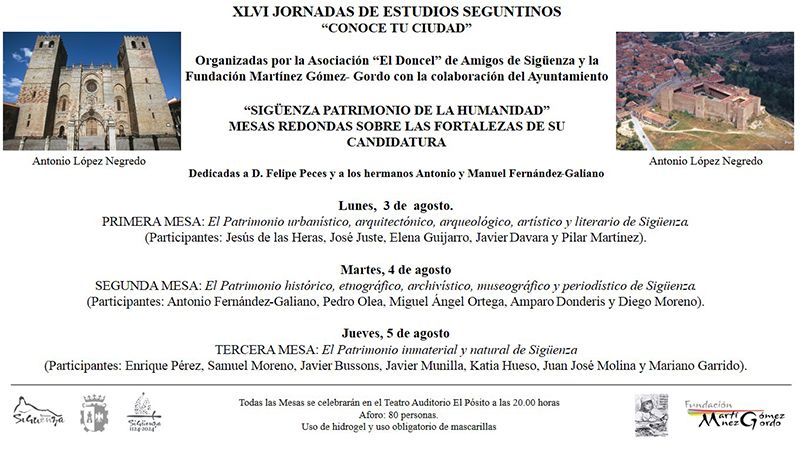 Las XLVI Jornadas de Estudios Seguntinos, dedicadas a la candidatura de Sigüenza como Patrimonio de la Humanidad