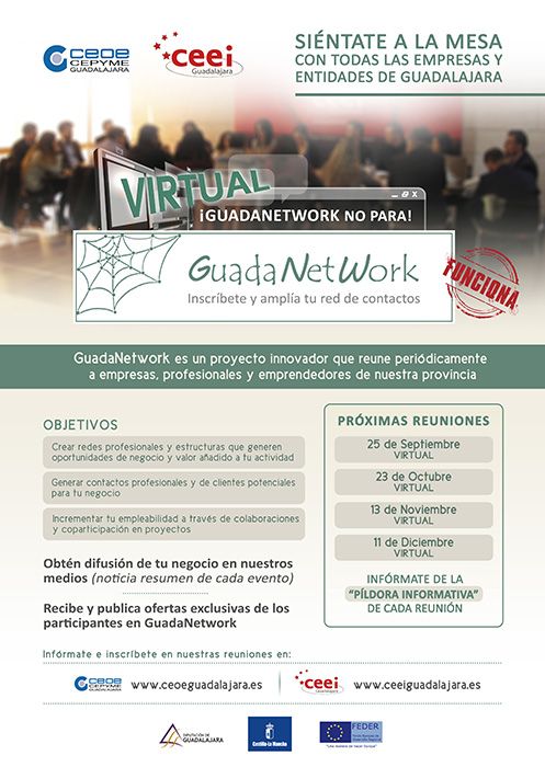 Guadanetwork ha programado cuatro nuevos encuentros para el último cuatrimestre de 2020, con el objetivo de seguir acercando empresas