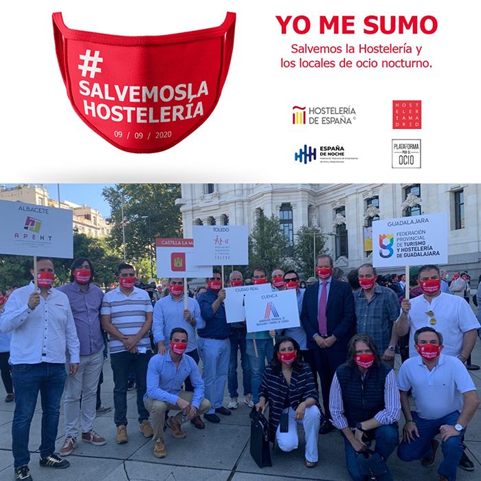 Representantes de la Federación de Turismo y Hostelería de Guadalajara acuden a la concentración de Madrid para salvar el sector