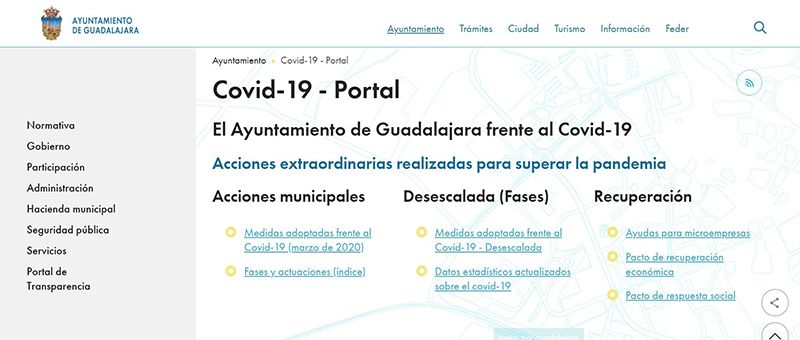 Portal Covid Ayuntamiento Guadalajara