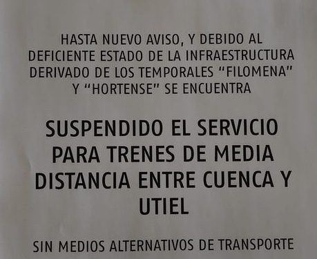 El PP pide a Adif que habilite un transporte alternativo mientras esté suspendida la conexión por tren de Cuenca con Valencia 1 El PP pide a Adif que habilite un transporte alternativo mientras esté suspendida la conexión por tren de Cuenca con Valencia