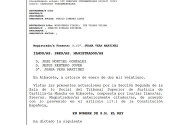 El TSJCM ratifica la nulidad del despido de un trabajador de Cuenca afiliado a CCOO por vulneración de derechos fundamentales