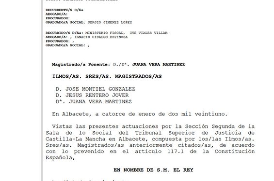 El TSJCM ratifica la nulidad del despido de un trabajador de Cuenca afiliado a CCOO por vulneración de derechos fundamentales