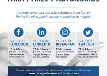 Nuevo ciclo de talleres virtuales sobre gestión de redes sociales para pymes y autónomos de CEOE-Cepyme Guadalajara Nuevo ciclo de talleres virtuales sobre gestión de redes sociales para pymes y autónomos de CEOE-Cepyme Guadalajara