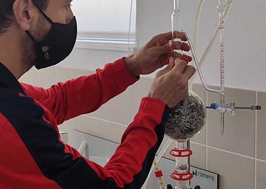 Un participante de UFIL trabaja en un proyecto para el destilado artesanal de esencias silvestres