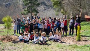 Flores y árboles dan la bienvenida a la primavera de manos de los alumnos del Colegio y la Escuela Infantil Municipal de Trillo