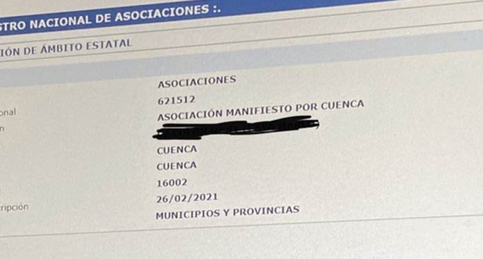Manifiesto por Cuenca formaliza su iniciativa y se inscribe en el registro nacional de asociaciones del Ministerio del Interior 1 Manifiesto por Cuenca formaliza su iniciativa y se inscribe en el registro nacional de asociaciones del Ministerio del Interior