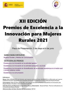Convocada la XII edición de los Premios de Excelencia a la Innovación para Mujeres Rurales