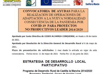 CEDER Alcarria Conquense convoca ayudas para que los ayuntamientos atiendan las necesidades de centros sociales, culturales o sanitarios como consecuencia de la pandemia CEDER Alcarria Conquense convoca ayudas para que los ayuntamientos atiendan las necesidades de centros sociales, culturales o sanitarios como consecuencia de la pandemia