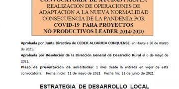 CEDER Alcarria Conquense convoca ayudas para que los ayuntamientos atiendan las necesidades de centros sociales, culturales o sanitarios como consecuencia de la pandemia