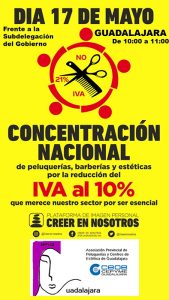 La Asociación de Peluquerías y Centros de Estética de Guadalajara organiza una nueva concentración sumándose a la jornada de protesta nacional