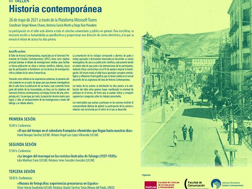Los investigadores David Benayas Sánchez, Julia Martínez Cano y Víctor Sepúlveda darán inicio al III Taller de Historia Contemporánea organizado por el SPEC-UCLM