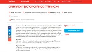 Adecco busca en Tarancón a 40 operariosas del sector cárnico