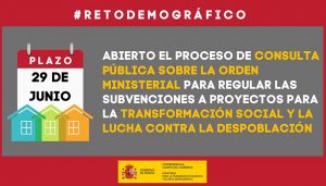 El MITECO inicia la información y consulta pública de la Orden Ministerial que regulará la concesión de subvenciones a proyectos para la transformación social y la lucha contra la despoblación