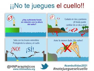 El Hospital Nacional de Parapléjicos y la SERMEF llaman a la prudencia de la población para evitar lesiones medulares por una mala zambullida