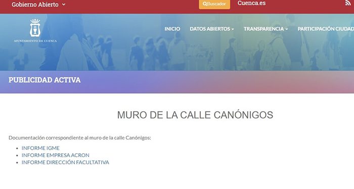 Los informes sobre el hundimiento de Canónigos pueden consultarse ya en la web municipal