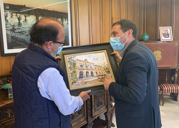 Pedro Romero Sequí lleva a cabo una ilustración del Palacio Provincial que será utilizada como regalo institucional