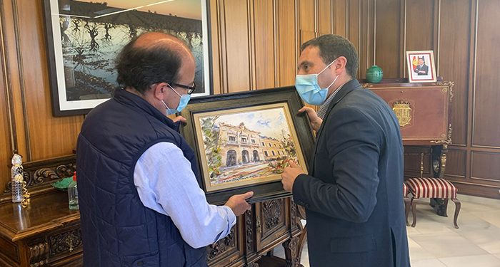 Pedro Romero Sequí lleva a cabo una ilustración del Palacio Provincial que será utilizada como regalo institucional