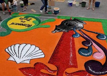 Almonacid de Zorita ha formado parte de la iniciativa de alfombra mundial jacobea en el día de Santiago
